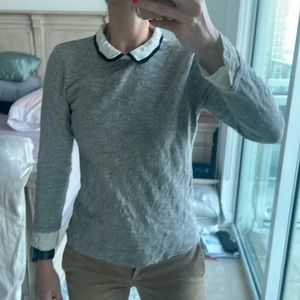 J. Crew size small grey long sleeve with silk collar trim shirt